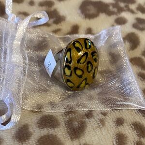 Plunder Yellow Leopard Resin Statement Ring